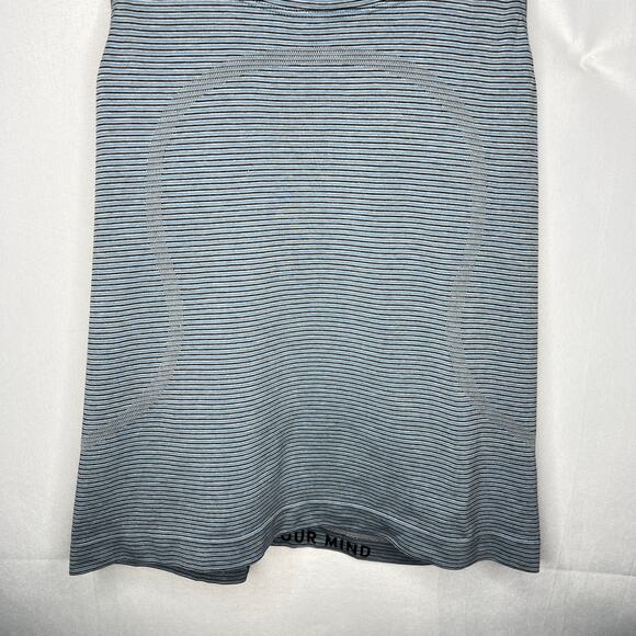 Lululemon Stripe Rhino Grey Black Blue Swiftly Tech Racerback Tank 2.0 Race Sz 8 - Picture 3 of 5